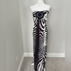 Black and White Zebra Print Strapless Dress